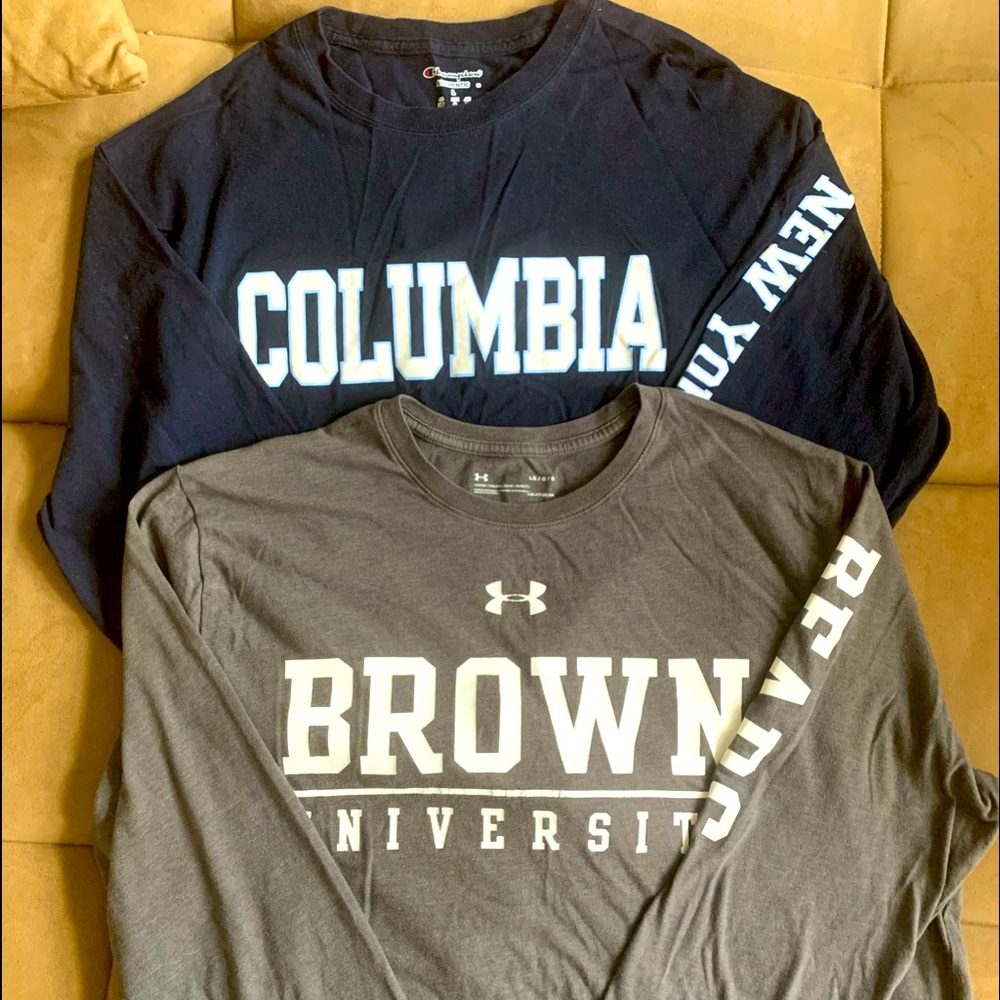 Lot of two mens large college long sleeve shirts. Columbia and Brown Univ